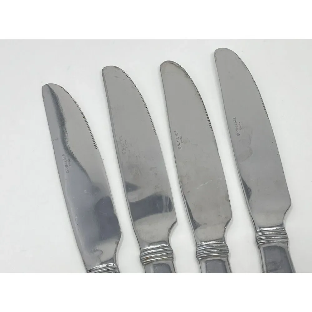Wallace NAPOLI Glossy Dinner Knives 8 7/8” Stainless Flatware Set Of 4